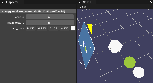 Raygine editor gif showing assignments of materials